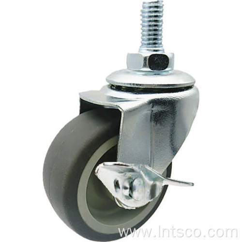 Light Duty Threaded Stem Side Brake TPR Casters